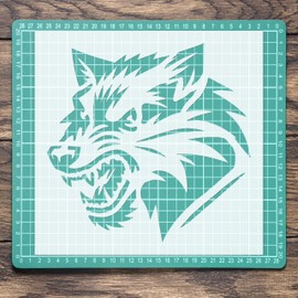 Angry Wolf Wild Stencil: Mylar Airbrush Wall Art Painting Crafts - 190 Micron-A3 Stencil - Design Size (263 x 257 mm)