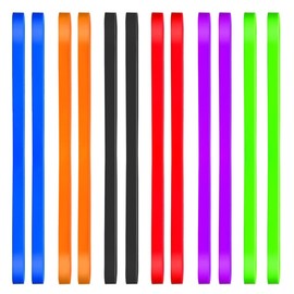 Silicone Rubber Bands 8 Inch Length (0.4" Wide) - Heavy Duty Elastic Bands, Pack of 12 in 6 Colors - for Office Files, Mail, Packaging, Home & Kitchen Use