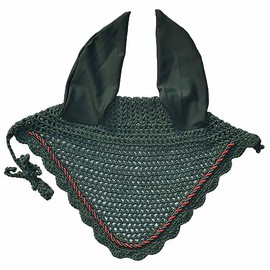 Elegant Horse Ear Bonnet, Fly Veil & Fly Mask – Superior Fly Protection with Style and Comfort for Every Ride (Dark Green, Horse/Full)
