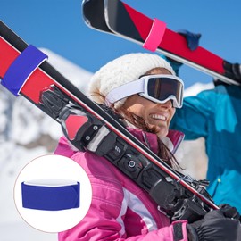 TIXIPEM Ski Fastener Straps [4Pcs] - Winter Sports Accessories Carrier Strap with Protective Pad Use for Carrying Ski Boards & Pole - [Dark Blue] Adjustable Hook and Loop Tape