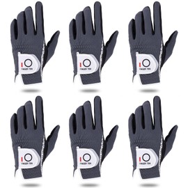 Men's Golf Gloves, Right Hand, Left Hand, All Weather Protection, Anti-Slip, Soft, Golf Fiber, Fit, Velcro, Sweat Proof, Multifunction, Set of 6, Black, Gray (Ash Gray, 24 for Left Hand)