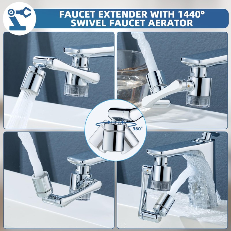 1080°Swivel Filter Faucet Extender Aerator - 8 Pcs Replacement Water