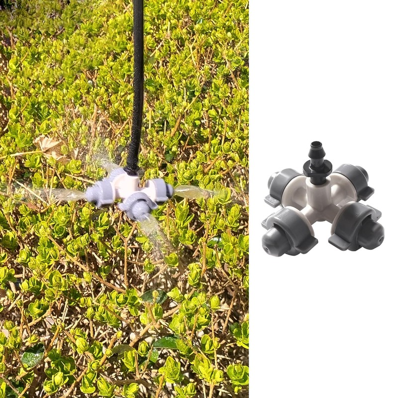VooGenzek 10 PCS 4-Way Atomizing Nozzle, Plastic Cross Irrigation Nozzle,