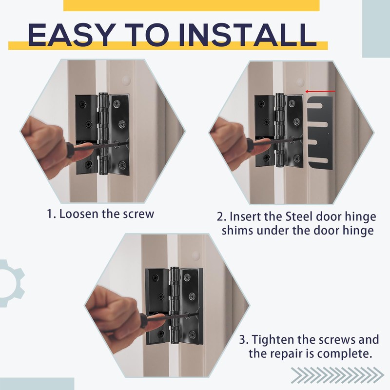 MorningRo 20 Pcs Hardware Door Hinge Shims Stainless Steel Metal