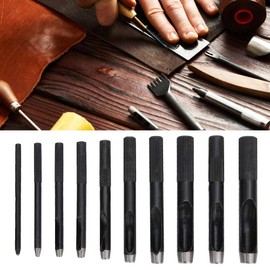Perforadora de Agujeros Huecos, 10 Piezas DIY de Cuero para Manualidades, Juego de Perforación de Agujeros Huecos, Perforadora de Agujeros de 1 Mm a 10 Mm para Junta de Correa