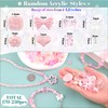170-230PCS Pink Assorted Acrylic Beads for Bracelet Making, Flower Bow