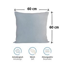 Komfortec 100% Cotton Cushion Covers, Set of 2, 60 x 60 cm, Super Soft Premium Jersey Pillowcase, 150 g/m², Pillow Slip, Grey