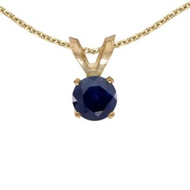 10k Yellow Gold Round Sapphire Pendant with 16" Chain