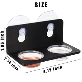 CRITTZOO Crested Gecko Feeding Ledge with 10PCS Gecko Food Water Dish - Black