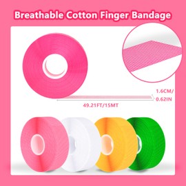 Thimbles for Hand Sewing & Quilting - 3 Pack Soft & Breathable Cotton Gauze Thimble Tape - Finger Protector for Hand Embroidery, Needlework, Needlepoint - Gift for Wives & Moms (Rainbow)