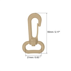 PATIKIL Mosquetón Giratorio de Plástico, Paquete de 3 Hebillas de Langosta Giratorias para Correas de Mochila, Equipaje, Caqui