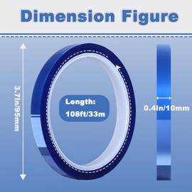 KIWIHUB 3 Rolls 10mm x33m(108ft) Heat Tape for Sublimation,Blue High Temperature Heat Resistant Tape,Heat Transfer Tape for Heat Press Vinyl,No Residue