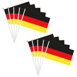 10pcs Mini Germany Handheld Flags Stick Flags, Small Germany Flags on Sticks for World Cup Decorations 2022 Germany Cheering Flags, Germany Fans Hand Flags for Bar Restaurant Party Supplies