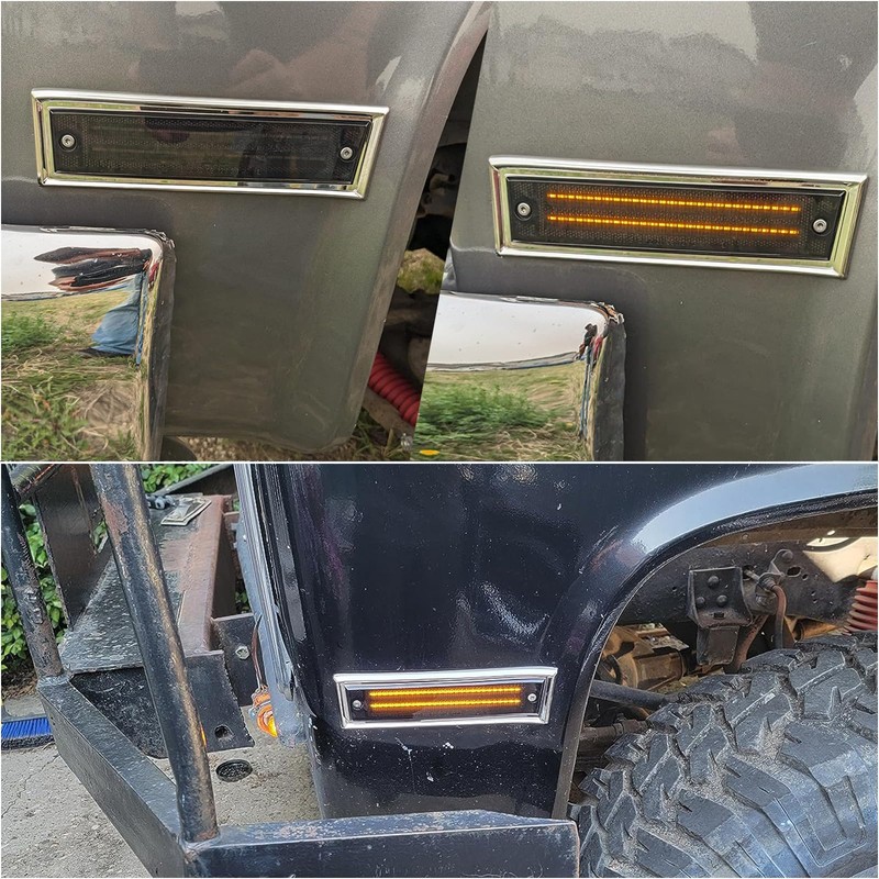 KEEGTBOX LED Side Fender Marker Lights Compatible with 1981-1991 Chevy