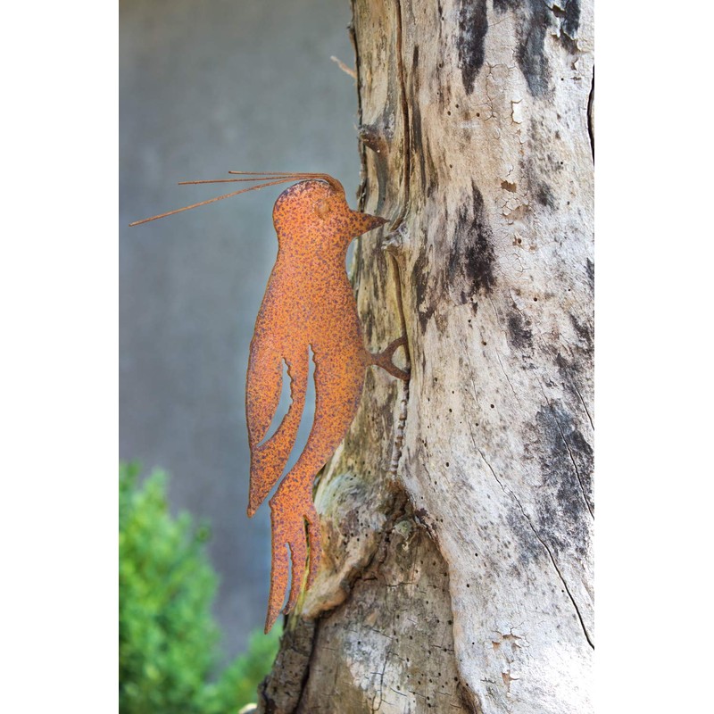 B2S BACK2SEASON Metal Woodpecker with Tree Spike Rust Elegant Bird
