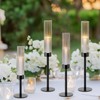 Black Hurricane Candle Holders, Set of 6 Glass Taper Candlestick