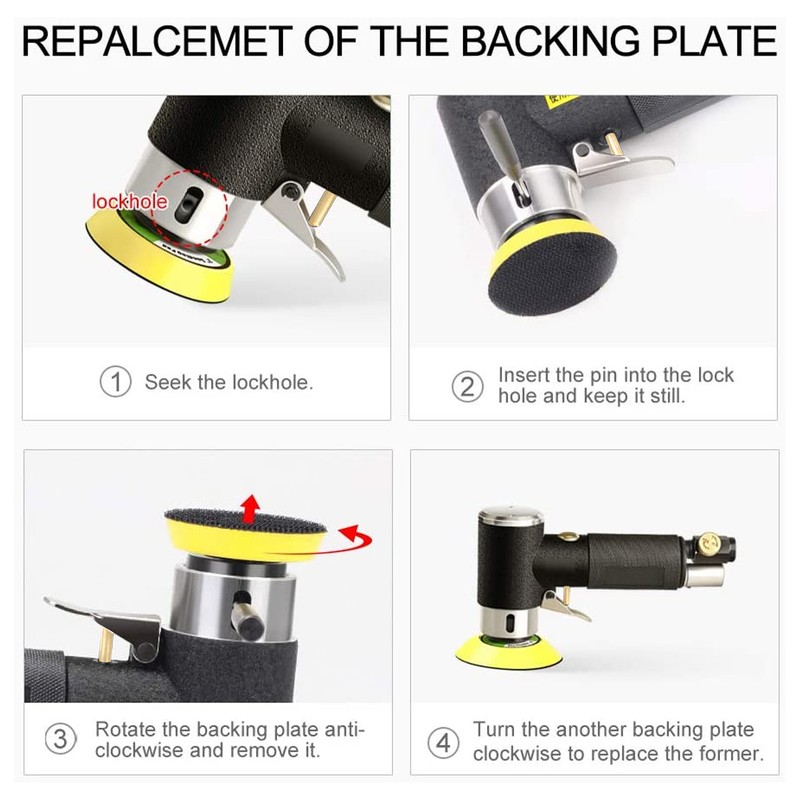 Air Orbital Sander Stable Performance Low Power Consumption Zinc Alloy