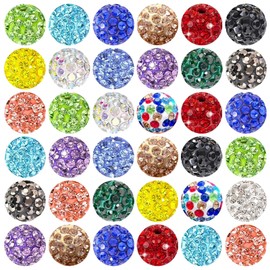 180PCS 10mm Clay Rhinestone Beads for Jewelry Making Clay Disco Ball Beads Sparkly Diamond Crystal Beads for Bracelet Necklace Earring Making (Multicolor)