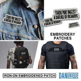 Thou May Ingest a Satchel of Richards Embroidered Patches 3" Funny Sarcastic Patch Iron On Embroidery Patch for Jackets, Backpack, Hat, Uniform DIY Sew On Patch Gifts for Women Men Adult 3 Inches