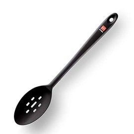DI ORO Silicone Slotted Spoon - 600°F High Heat Silicone Spoon for Cooking Nonstick Cookware Safe - Silicone Kitchen Spoon for Serving & Stirring - Large Spoon for Mixing - Dishwasher Safe (Black)