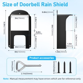 Ring Doorbell Cover,Doorbell Rain Cover,Waterproof Ring Doorbell Anti-Glare Cover，Ring Doorbell Rain Shield/Protector/Plate/Guard,Suitable for Access Control Keypad，Fingerprint Lock，Outdoor Keypad，etc