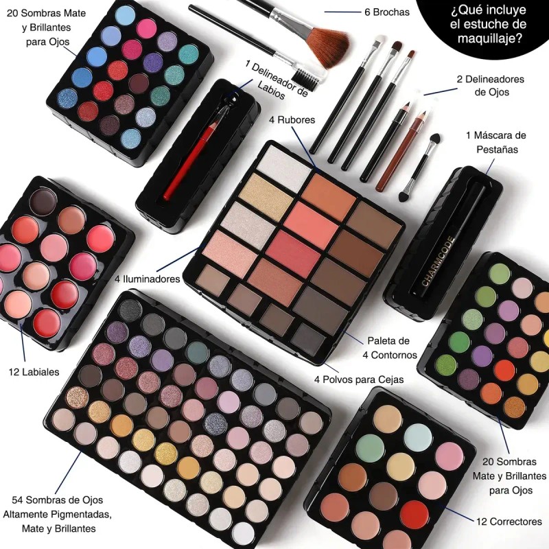 Set de Maquillaje Charmcode de 144 Piezas con Estuche Negro
