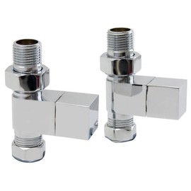 Straight Square Chrome Heated Towel Warmer Rail Radiator Valves 15mm