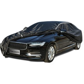 Tecoom Car Cover Waterproof All Weather, Car Covers for Automobiles with Zipper Door, Cotton Backing, Windproof Sun UV Hail Protector, Universal Fit for Sedan (201"-210")