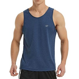 EZRUN Men's Tank Tops Quick Dry Workout Sleeveless Shirts for Bodybuilding Gym Jogging Running Fitness Training (Blue,S)