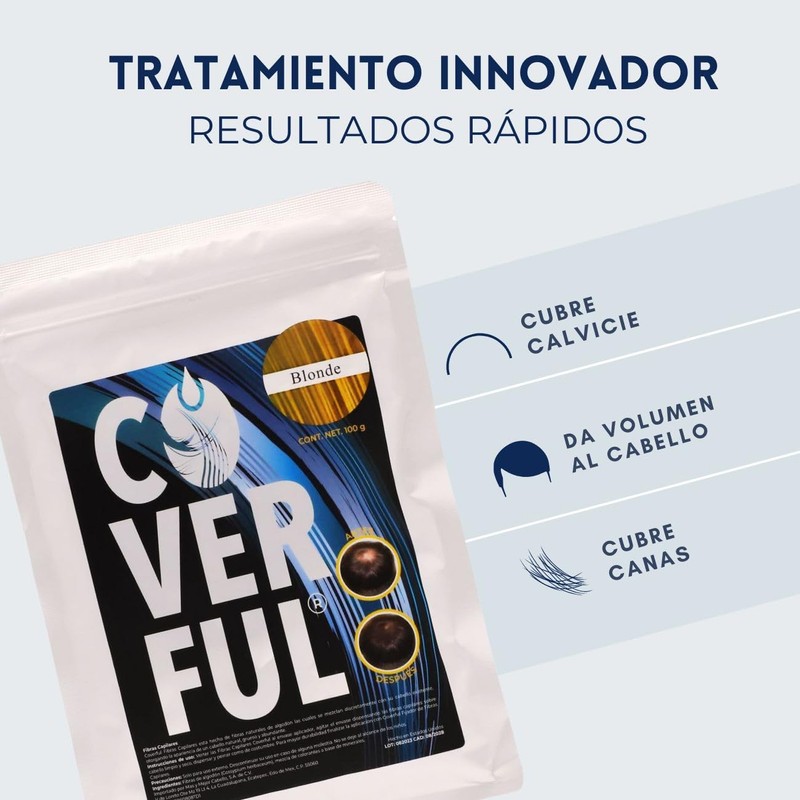 Fibra Capilar Coverful Premium 100 Gramos Para Cubrir Calvicie, Canas