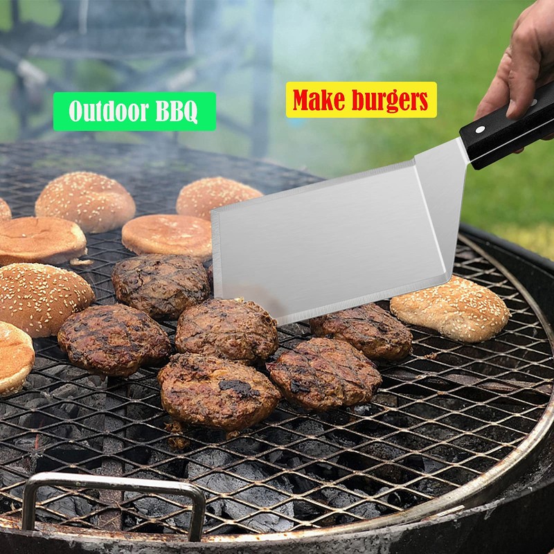 HaSteeL Metal Spatula Set of 2, Stainless Steel Large Griddle
