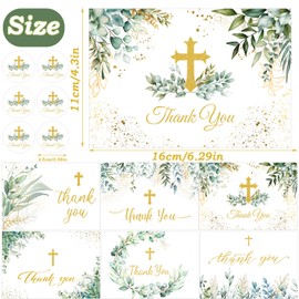 DIFEDO 30 Pack Christian Thank You Cards with Envelopes & Stickers - 6x4 Inch Religious Christian Greeting Cards Bulk for Baptism, Wedding, Communion, Funeral, Baby Shower