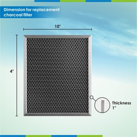 Range Hood Filter Replacement，Carbon Air Filter，Aluminum Range Hood Filter Compatible With Broan 97007696 10"L x 4"W x 1"Th Inches ， Charcoal Odour Filter for Range Vent Hood RAF-03 (2)