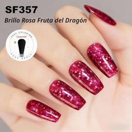 YTD Likomey Esmalte de Uñas de Gel con Purpurina Fruta del Dragón Rosa,15ml Shimmer Esmalte de Gel UV de Alta Pigmentación para Manicura de Salón