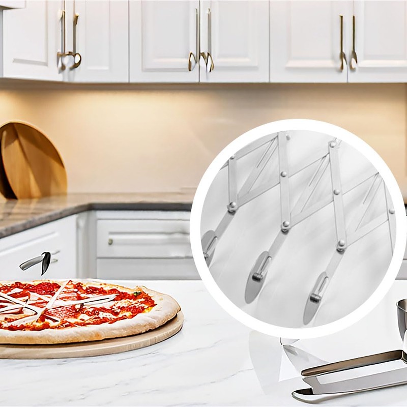 7 Wheel Pastry Cutter, Expandable Telescopic Pizza Slicer Multi-Round Baking