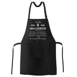 MoonWorks BBQ Apron for Men with Saying Fleisch ist mein Gemüse Cotton Apron Kitchen Apron, BBQ laws black