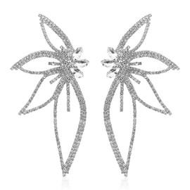 GELVTIC Rhinestone Flower Earrings for Women Fancy Crystal Bohemian Boho Earrings Colorful Cluster Stone Floral Drop Dangle Earrings for Women Sparkly Statement Stud Filigree Chandelier Earrings Jewelry for Birthday Valentine Mother Day Mom (211Silver Fl