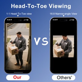 Doorbell Camera Wireless, Head-to-Toe Video, 2K HD Live View, Two-Way Talk,Smart Video Doorbell with Chime,no Subscription,Battery Powered,Motion Detection &Alerts,Works with Alexa &Google(2.4G WiFi)