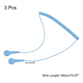 sourcing map ESD Grounding Cable Cord 180cm/71 Inch Long,Anti-Static Ground Wire Cable Double Buckle for Eliminate Conductor Electrostatic,Pack of 3(Blue)