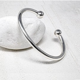 VN Jewelry Men's Silver Torque Bangle | Solid 925 Sterling Silver Torque Bangle Bracelet - Silver Bangle For Men