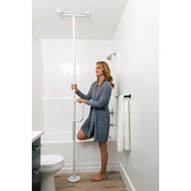 Stander Wonder Pole Lite, Adjustable Floor to Ceiling Safety Grab Bar with Security Support Handle for Fall Prevention, Tension Mounted Transfer-Pole for Adults, Seniors, and Elderly, White