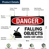 Danger Falling Objects Hard Hat Area With Symbol Sign, 10x7