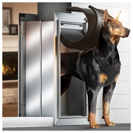 VOSOIR Dog Door for Wall, Large Doggie Door, Heavy Duty Pet Door with All Aluminum, 2 Magnetic Flaps, Wide Telescoping Tunnel, Sliding Lock Panel Doggy Door for Exterior Wall (Pets Up to 110 LB)