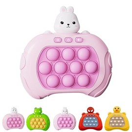 Light Up Pop it Game Quick Push Bubbles Game,Rabbit Handheld Fast Speed Pushing Game,Poppet Game Sensory Fidget Toys for Autism,Puzzle Pop Game Controller Santa Push Button Toy for Girls Xmas Gifts