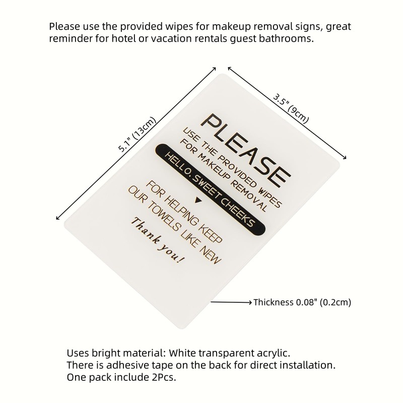 Please use the provided wipes for makeup removal signs,Great reminder