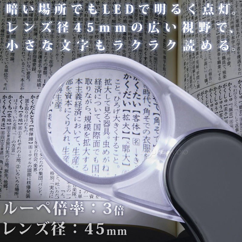 Swing Magnifier CVL-45 with LED Light, 3x 1.8 inches (45