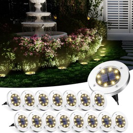 SOLPEX Solar Ground Lights, 16 Pack Solar Lights Outdoor Waterproof, 8 LED Solar Powered Landscape Lighting for Garden Yard Patio Pathway Driveway Walkway (Warm White)