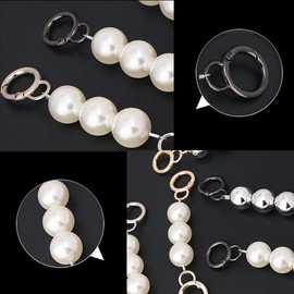BetterJonny 3 Colors Pearl Bag Chain, 5.1 inches (13 cm), Handle, Replacement Chain, Shoulder Chain, Pearl Strap, Bag, Extension Chain, DIY Ladies' Handle, Handbag, Chain