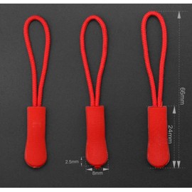 20 pk Durable Zipper Pulls Tab Cord Extension Fixer for Backpacks, Jackets, Luggage, Purses, Handbags (Fire Brick)