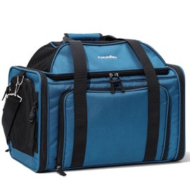 FUKUMARU Expandable Pet Carrier for Cat, 18x11x11 Large Cat Carrier Soft, Collapsible Airline Approved Dog Carrier, Ventilate Cat Travel Carrier with Durable Mesh, Escape-Proof Small Dog Carrier, Blue
